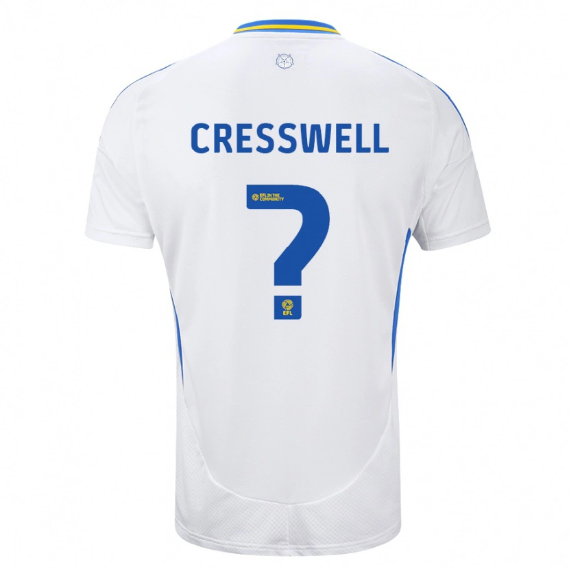 Danxen Børn Alfie Cresswell #0 Hvid Blå Hjemmebane Spillertrøjer 2024/25 Trøje T-Shirt
