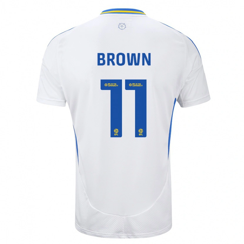 Danxen Børn Abbie Brown #11 Hvid Blå Hjemmebane Spillertrøjer 2024/25 Trøje T-Shirt