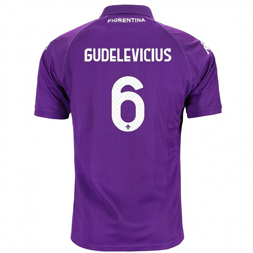 Danxen Børn Ernestas Gudelevicius #6 Lilla Hjemmebane Spillertrøjer 2024/25 Trøje T-Shirt