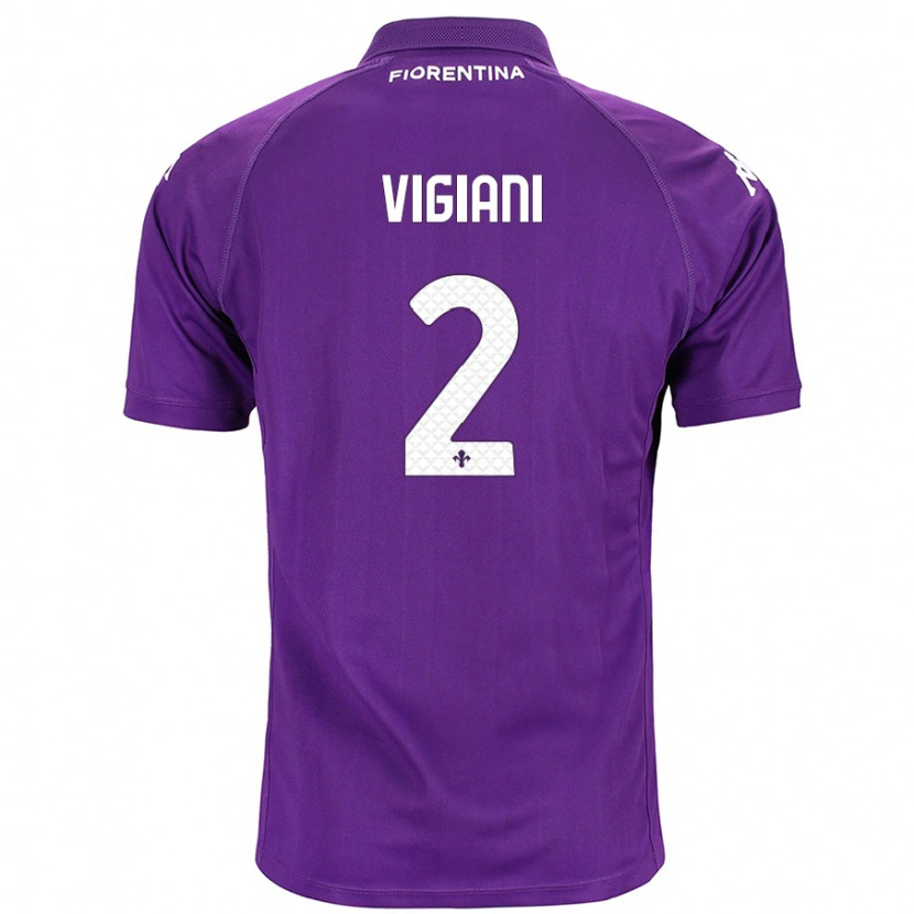 Danxen Børn Lorenzo Vigiani #2 Lilla Hjemmebane Spillertrøjer 2024/25 Trøje T-Shirt