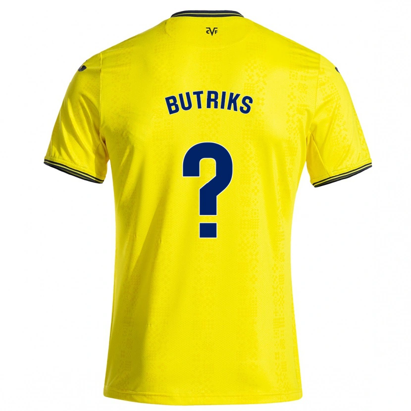 Danxen Børn Artjoms Butriks #0 Gul Sort Hjemmebane Spillertrøjer 2024/25 Trøje T-Shirt