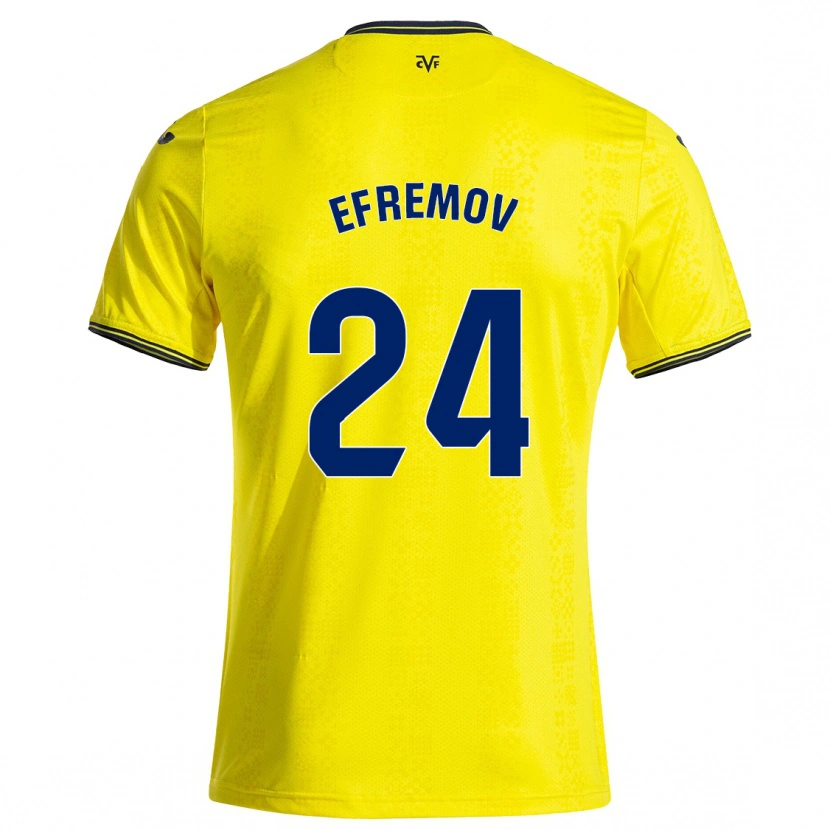 Danxen Børn Anton Efremov #24 Gul Sort Hjemmebane Spillertrøjer 2024/25 Trøje T-Shirt