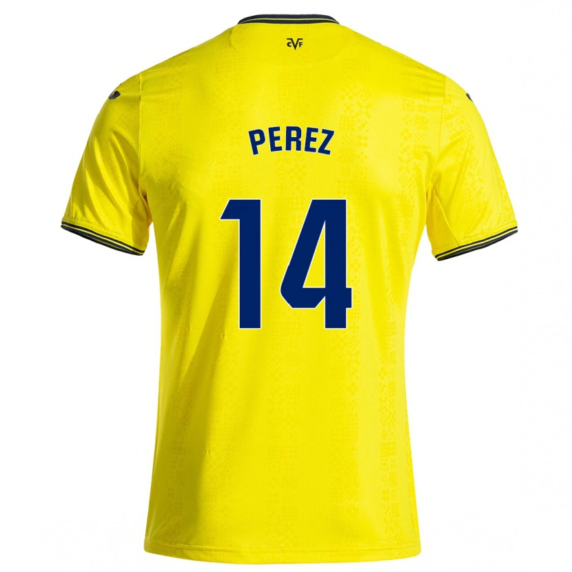 Danxen Børn Nerea Pérez #14 Gul Sort Hjemmebane Spillertrøjer 2024/25 Trøje T-Shirt