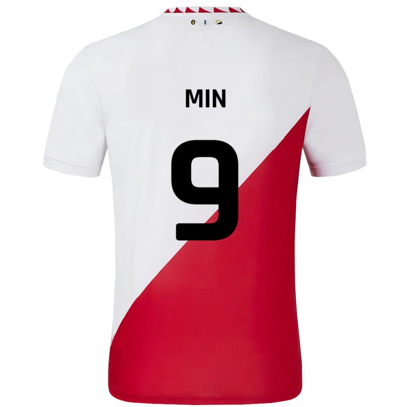 Danxen Børn David Min #9 Hvid Rød Hjemmebane Spillertrøjer 2024/25 Trøje T-Shirt