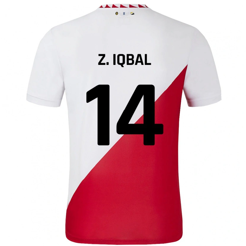 Danxen Børn Zidane Iqbal #14 Hvid Rød Hjemmebane Spillertrøjer 2024/25 Trøje T-Shirt