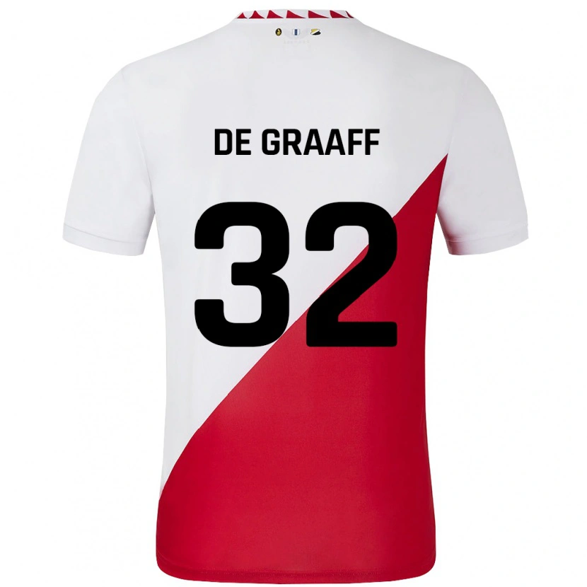 Danxen Børn Tom De Graaff #32 Hvid Rød Hjemmebane Spillertrøjer 2024/25 Trøje T-Shirt