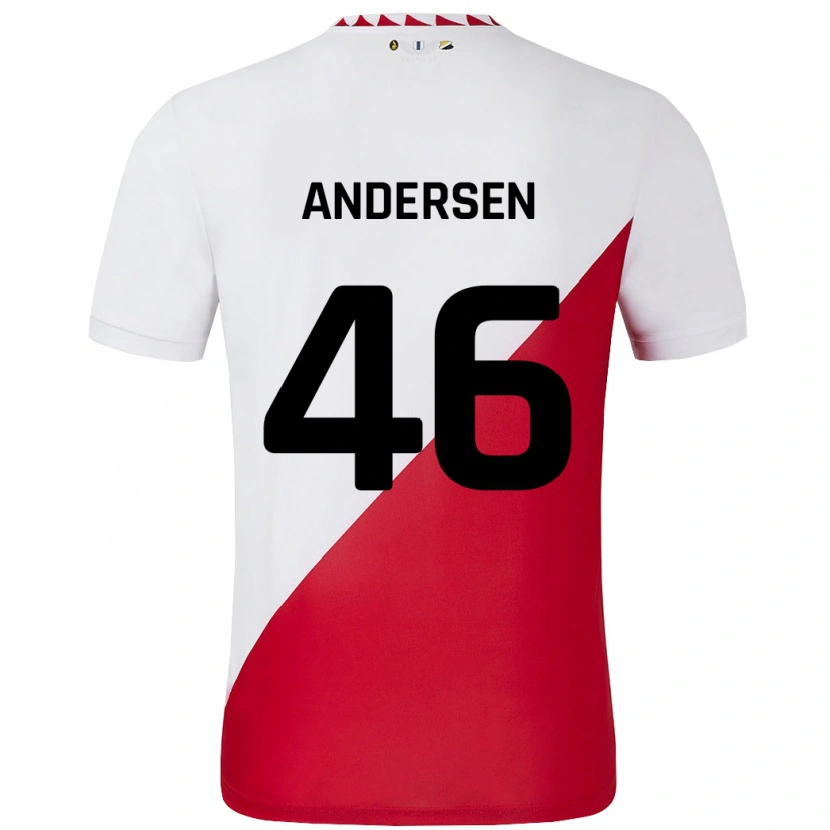 Danxen Børn Silas Andersen #46 Hvid Rød Hjemmebane Spillertrøjer 2024/25 Trøje T-Shirt