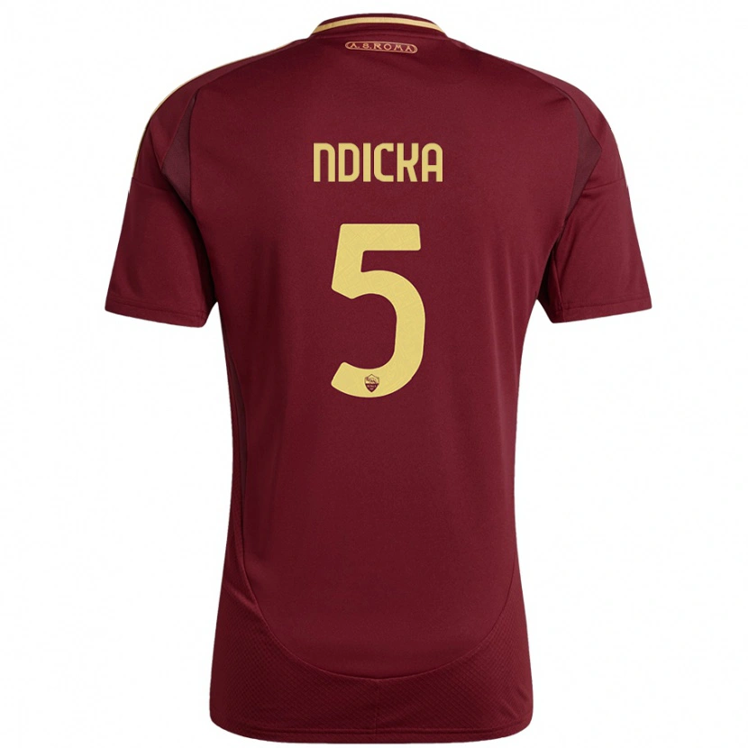 Danxen Børn Evan Ndicka #5 Rød Brun Guld Hjemmebane Spillertrøjer 2024/25 Trøje T-Shirt