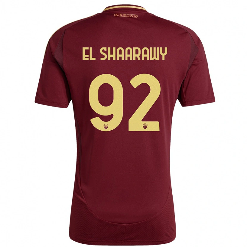 Danxen Børn Stephan El Shaarawy #92 Rød Brun Guld Hjemmebane Spillertrøjer 2024/25 Trøje T-Shirt