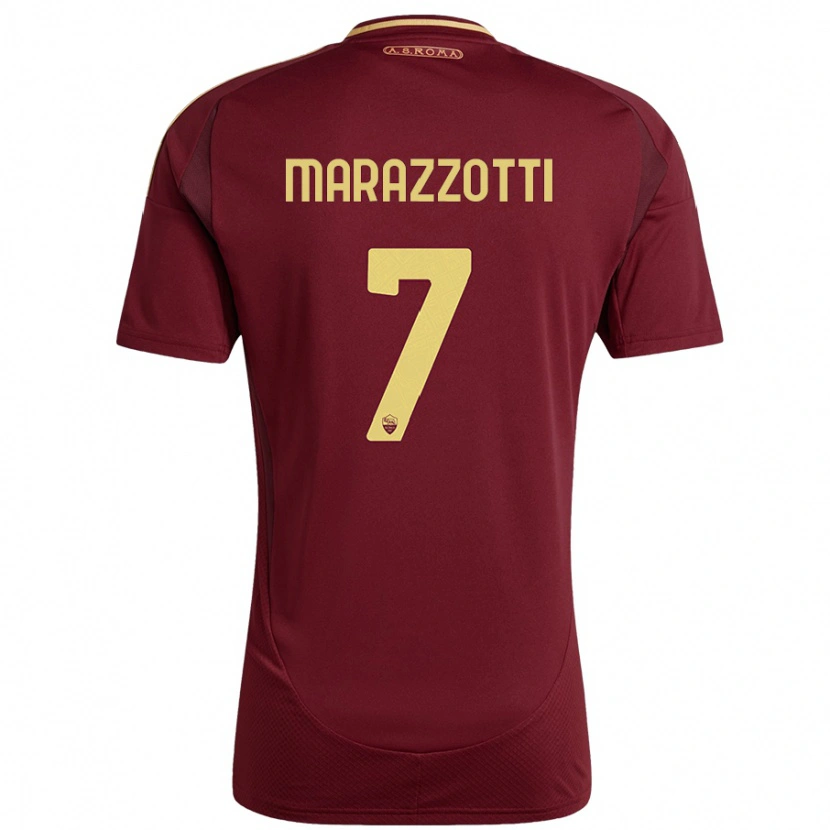 Danxen Børn Fabrizio Marazzotti #7 Rød Brun Guld Hjemmebane Spillertrøjer 2024/25 Trøje T-Shirt