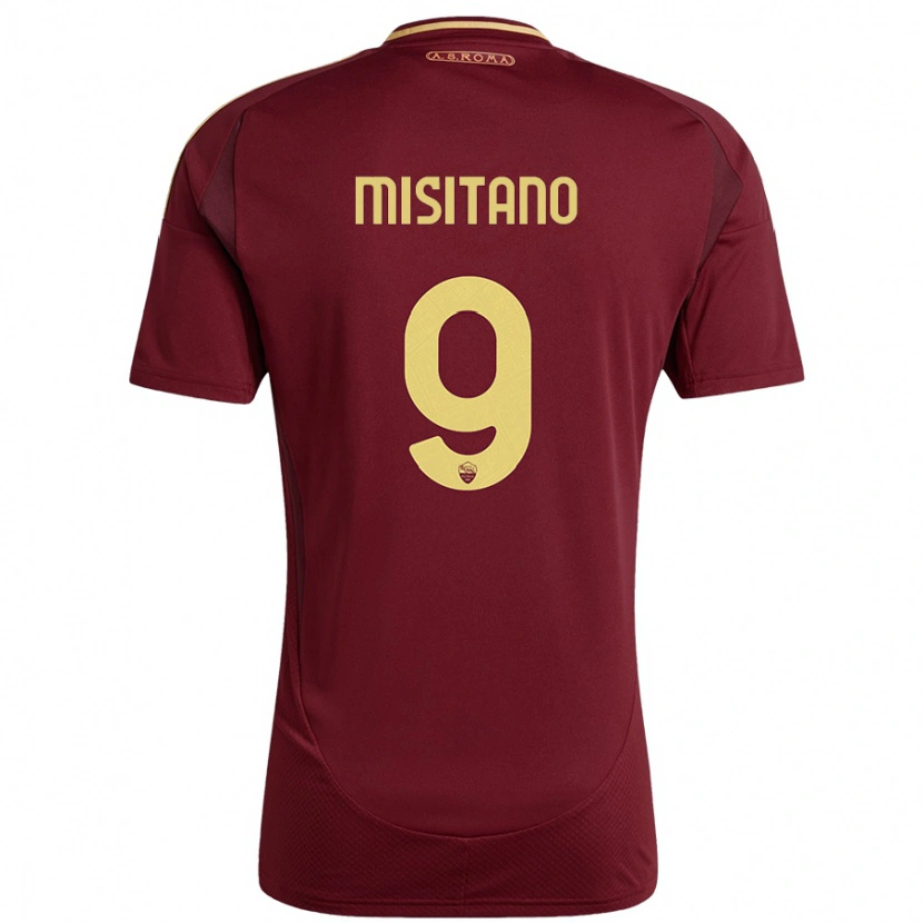 Danxen Børn Giulio Misitano #9 Rød Brun Guld Hjemmebane Spillertrøjer 2024/25 Trøje T-Shirt