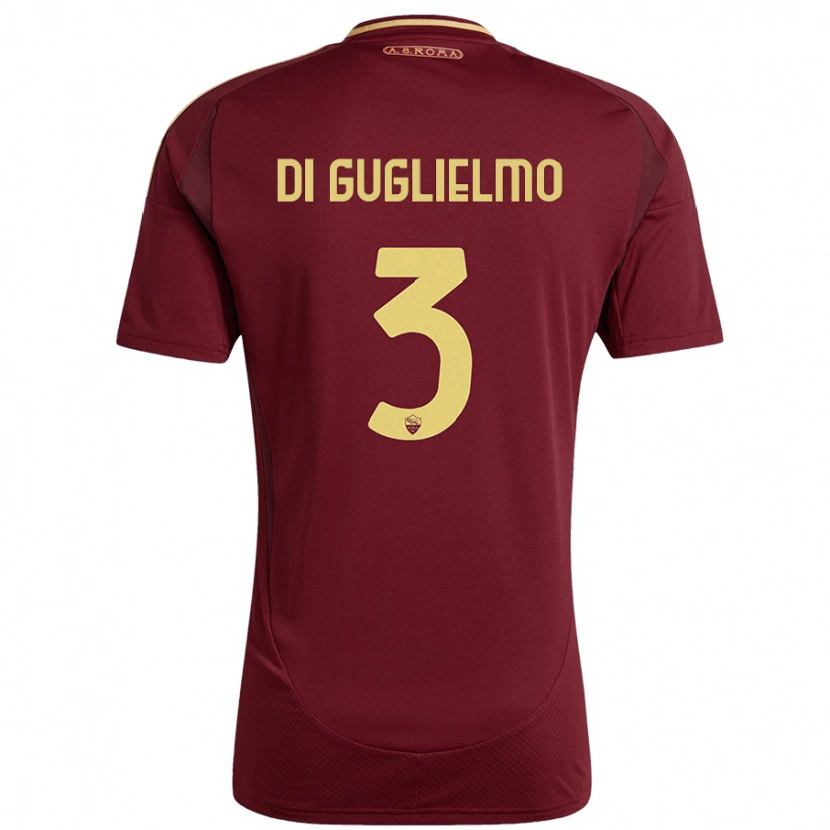 Danxen Børn Lucia Di Guglielmo #3 Rød Brun Guld Hjemmebane Spillertrøjer 2024/25 Trøje T-Shirt
