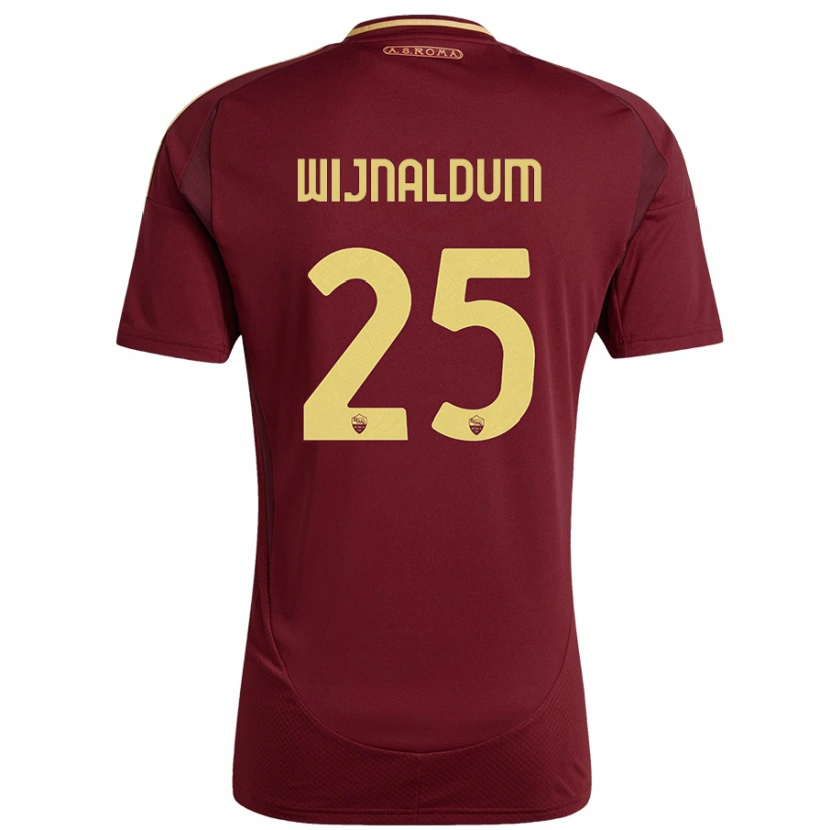 Danxen Børn Georginio Wijnaldum #25 Rød Brun Guld Hjemmebane Spillertrøjer 2024/25 Trøje T-Shirt