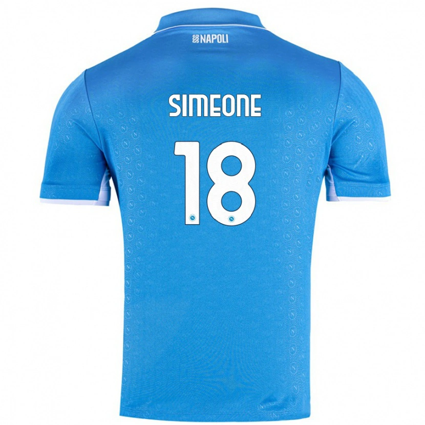Danxen Børn Giovanni Simeone #18 Himmelblå Hjemmebane Spillertrøjer 2024/25 Trøje T-Shirt
