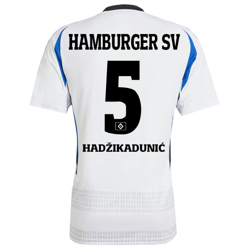 Danxen Børn Dennis Hadzikadunic #5 Hvid Blå Hjemmebane Spillertrøjer 2024/25 Trøje T-Shirt