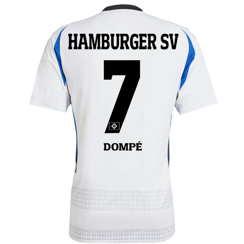 Danxen Børn Jean-Luc Dompé #7 Hvid Blå Hjemmebane Spillertrøjer 2024/25 Trøje T-Shirt