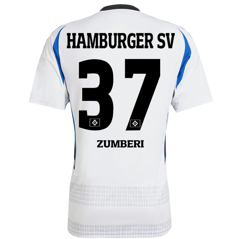Danxen Børn Valon Zumberi #37 Hvid Blå Hjemmebane Spillertrøjer 2024/25 Trøje T-Shirt