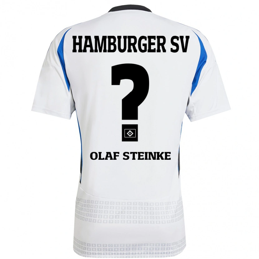 Danxen Børn Eric Olaf Steinke #0 Hvid Blå Hjemmebane Spillertrøjer 2024/25 Trøje T-Shirt
