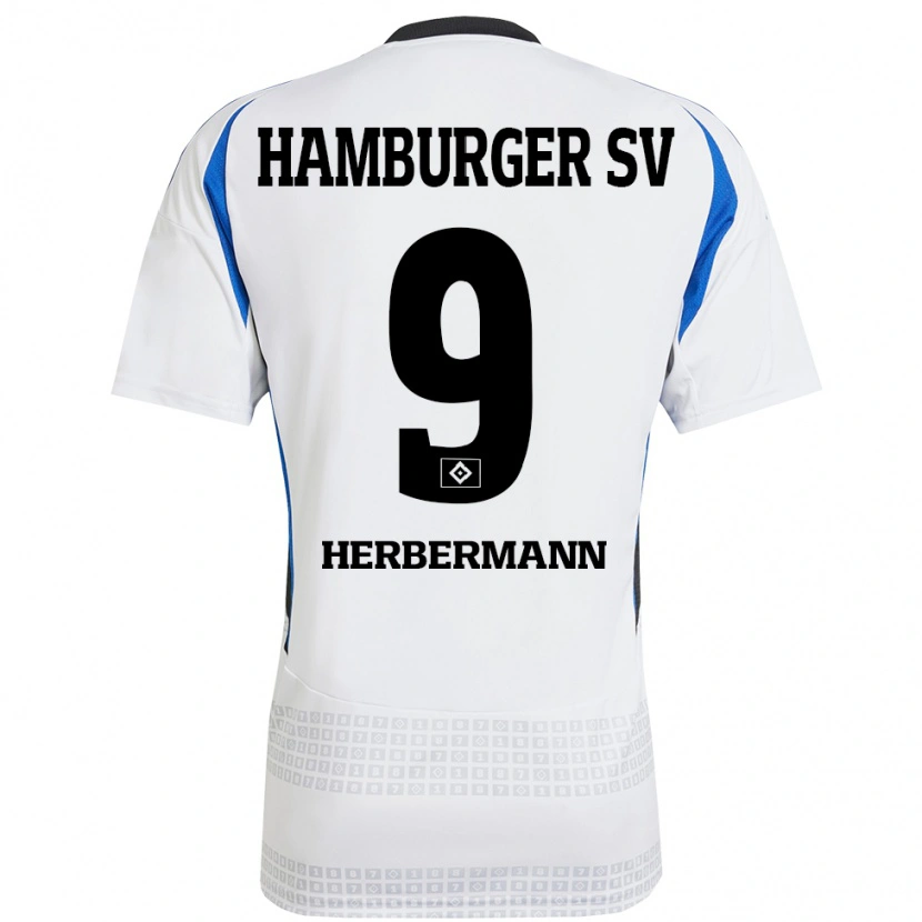 Danxen Børn Kevin Herbermann #9 Hvid Blå Hjemmebane Spillertrøjer 2024/25 Trøje T-Shirt