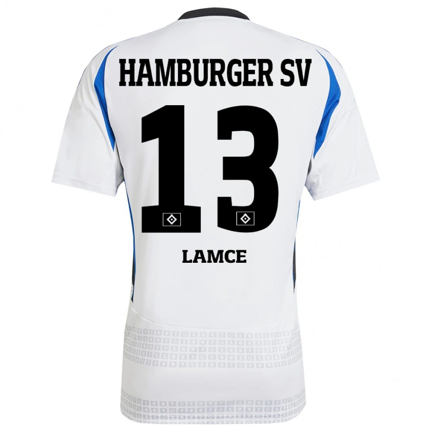 Danxen Børn Benjamin Lamce #13 Hvid Blå Hjemmebane Spillertrøjer 2024/25 Trøje T-Shirt