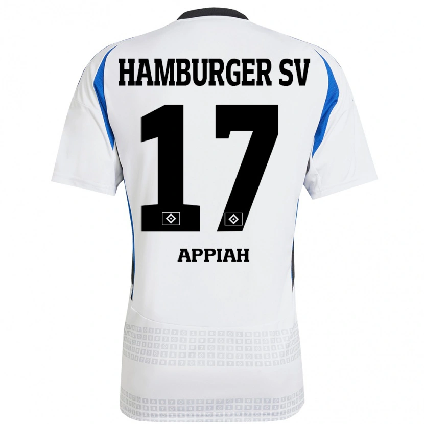 Danxen Børn Emmanuel Appiah #17 Hvid Blå Hjemmebane Spillertrøjer 2024/25 Trøje T-Shirt