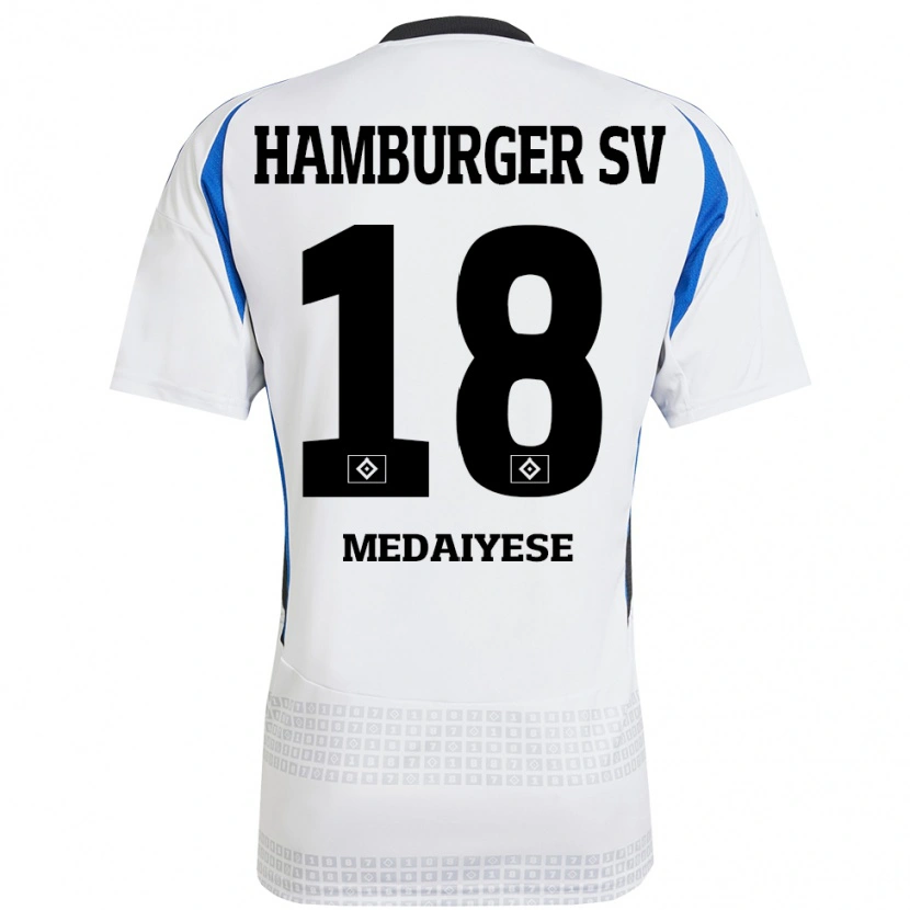 Danxen Børn Olamide Medaiyese #18 Hvid Blå Hjemmebane Spillertrøjer 2024/25 Trøje T-Shirt