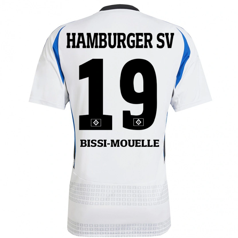 Danxen Børn Jason Bissi-Mouelle #19 Hvid Blå Hjemmebane Spillertrøjer 2024/25 Trøje T-Shirt