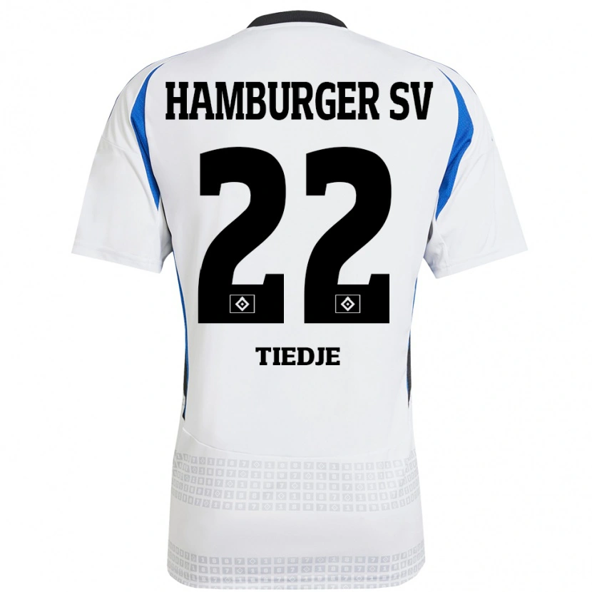 Danxen Børn Patrick Tiedje #22 Hvid Blå Hjemmebane Spillertrøjer 2024/25 Trøje T-Shirt