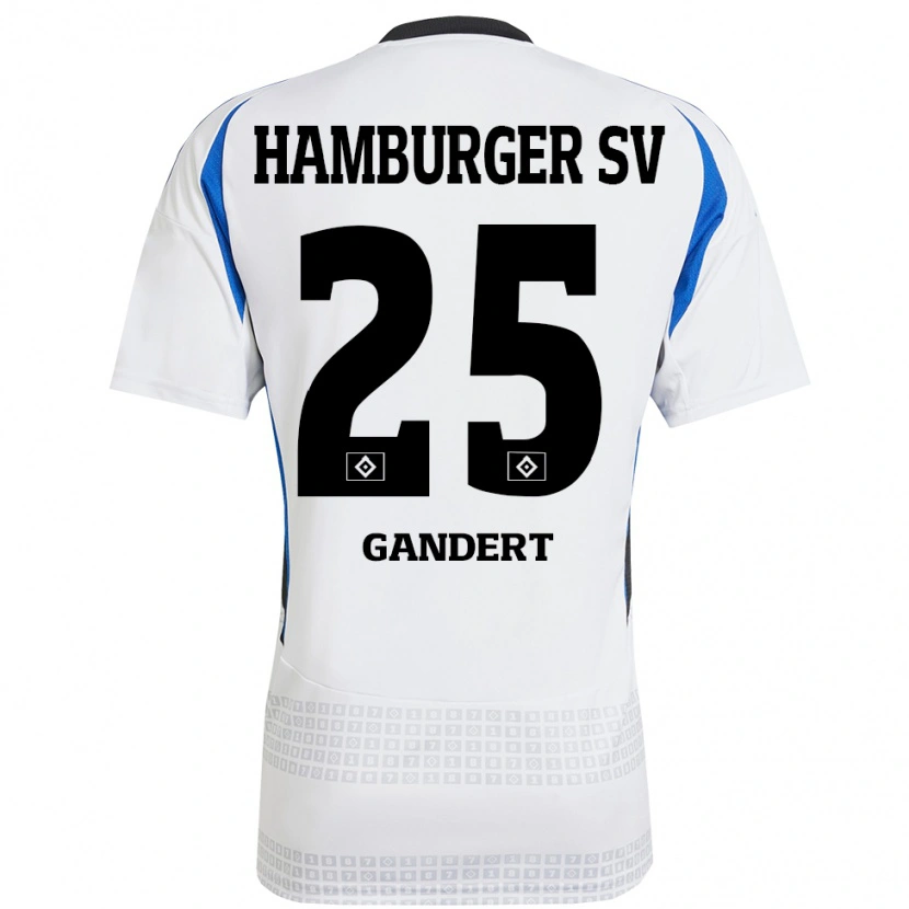 Danxen Børn Jeremy Gandert #25 Hvid Blå Hjemmebane Spillertrøjer 2024/25 Trøje T-Shirt