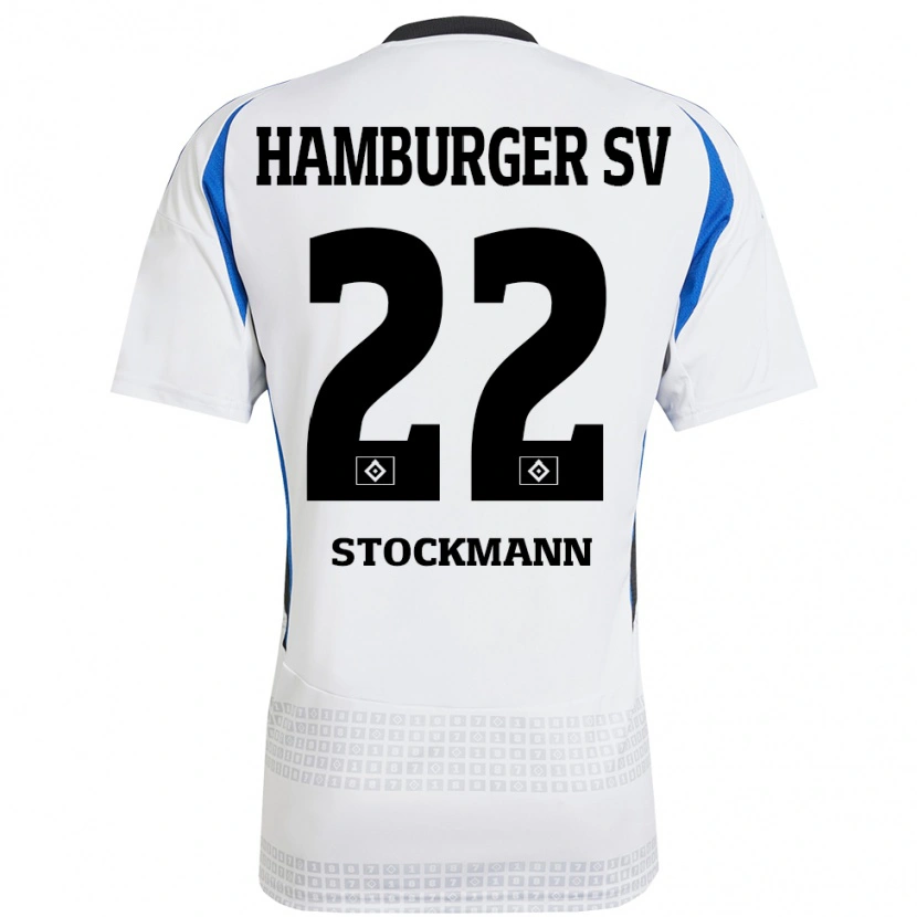 Danxen Børn Sarah Stöckmann #22 Hvid Blå Hjemmebane Spillertrøjer 2024/25 Trøje T-Shirt