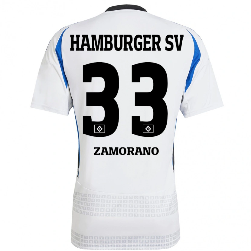 Danxen Børn Jolina Zamorano #33 Hvid Blå Hjemmebane Spillertrøjer 2024/25 Trøje T-Shirt