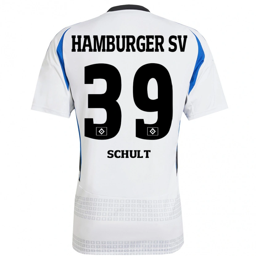 Danxen Børn Almuth Schult #39 Hvid Blå Hjemmebane Spillertrøjer 2024/25 Trøje T-Shirt
