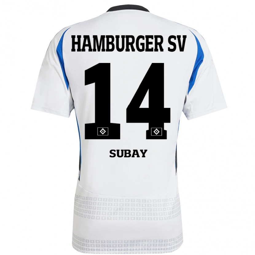 Danxen Børn Okan Özer Subay #14 Hvid Blå Hjemmebane Spillertrøjer 2024/25 Trøje T-Shirt