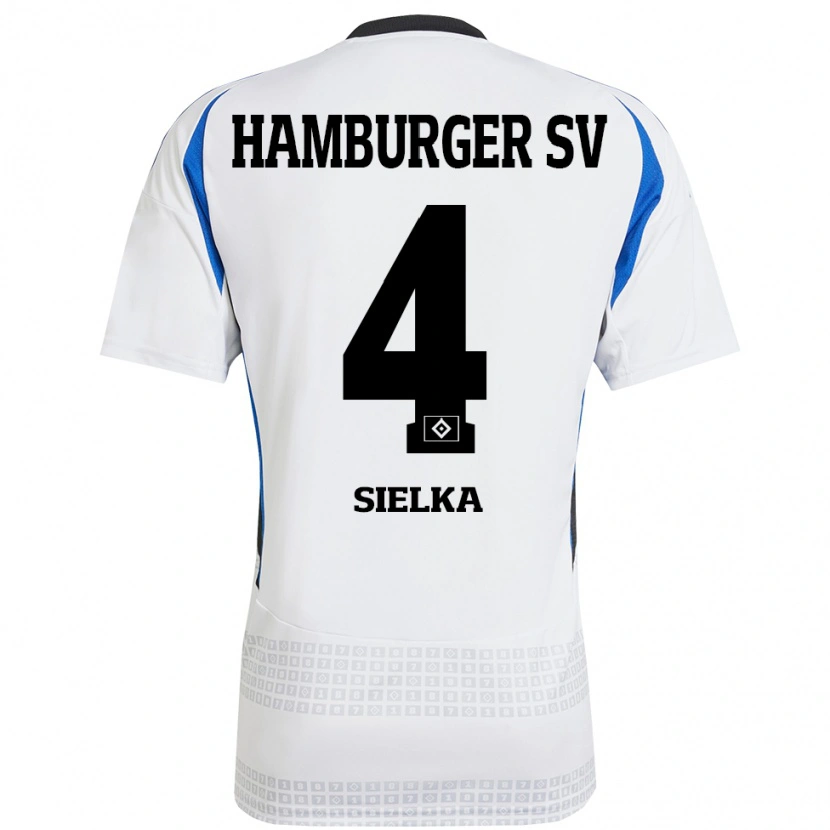 Danxen Børn Michelle Sielka #4 Hvid Blå Hjemmebane Spillertrøjer 2024/25 Trøje T-Shirt