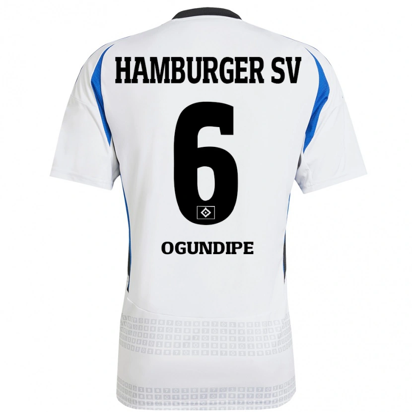 Danxen Børn Alina Ogundipe #6 Hvid Blå Hjemmebane Spillertrøjer 2024/25 Trøje T-Shirt