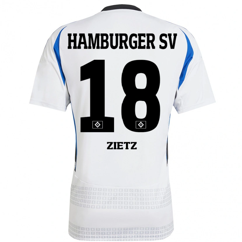 Danxen Børn Kimberly Zietz #18 Hvid Blå Hjemmebane Spillertrøjer 2024/25 Trøje T-Shirt