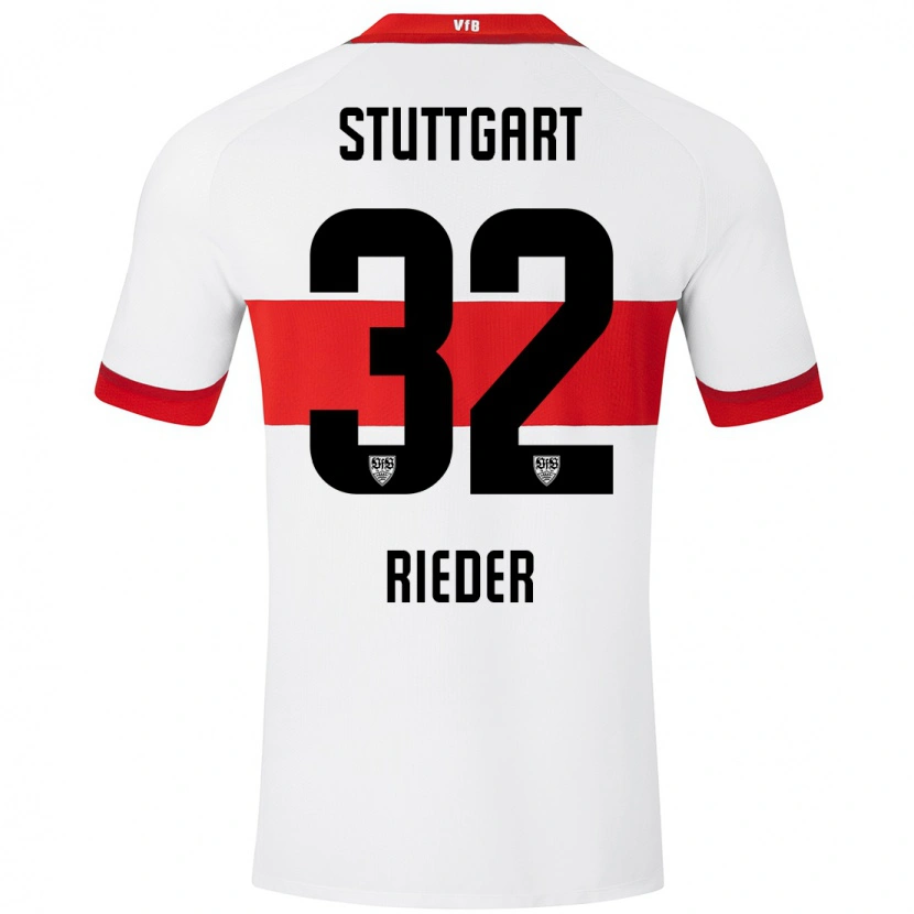Danxen Børn Fabian Rieder #32 Hvid Rød Hjemmebane Spillertrøjer 2024/25 Trøje T-Shirt