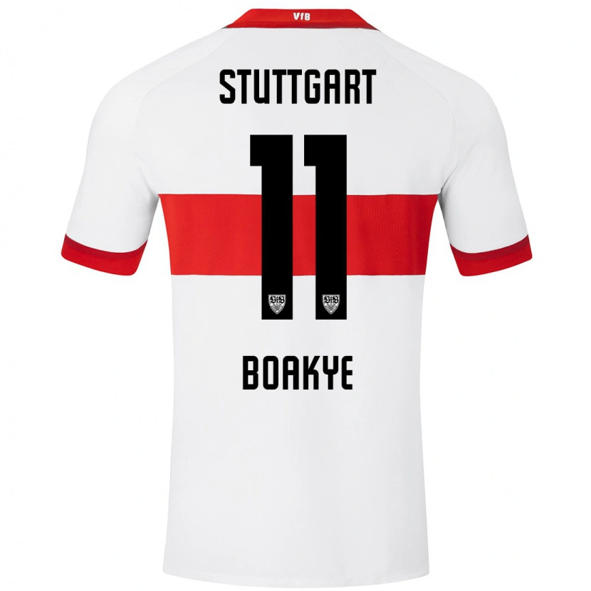 Danxen Børn Benjamin Boakye #11 Hvid Rød Hjemmebane Spillertrøjer 2024/25 Trøje T-Shirt