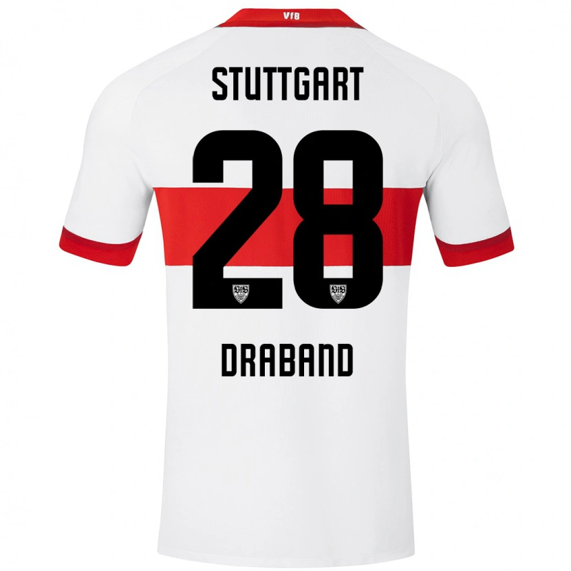 Danxen Børn Dominik Draband #28 Hvid Rød Hjemmebane Spillertrøjer 2024/25 Trøje T-Shirt