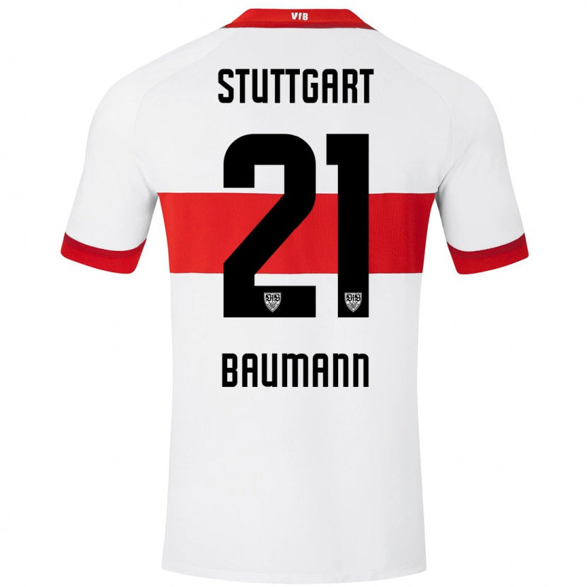 Danxen Børn Katharina Baumann #21 Hvid Rød Hjemmebane Spillertrøjer 2024/25 Trøje T-Shirt