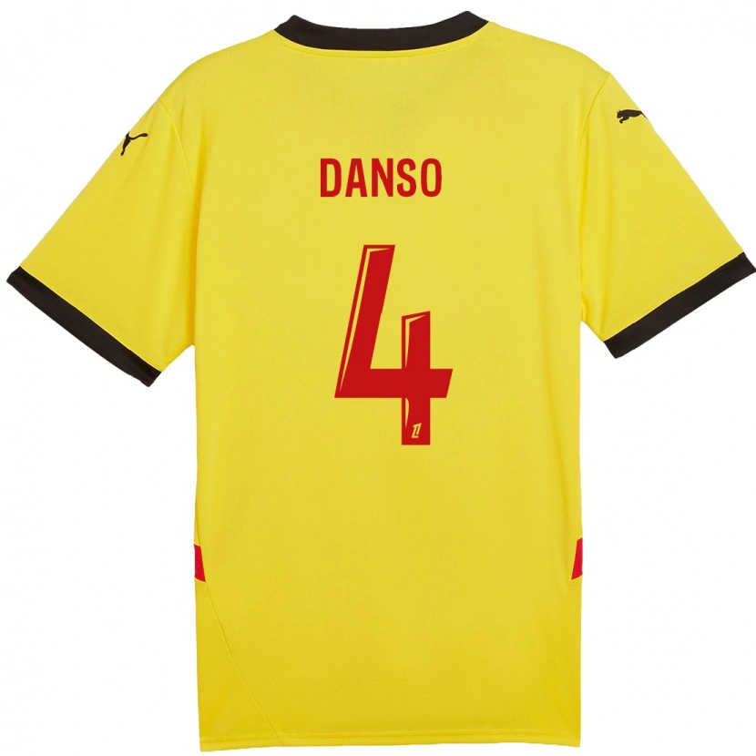 Danxen Børn Kevin Danso #4 Gul Rød Hjemmebane Spillertrøjer 2024/25 Trøje T-Shirt