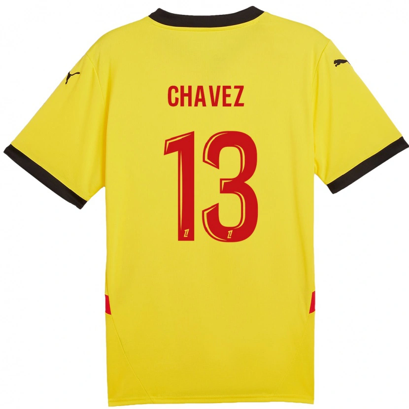 Danxen Børn Jhoanner Chávez #13 Gul Rød Hjemmebane Spillertrøjer 2024/25 Trøje T-Shirt