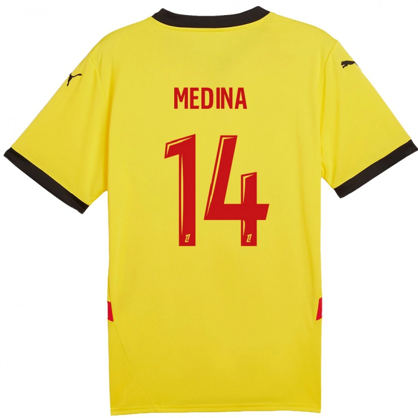 Danxen Børn Facundo Medina #14 Gul Rød Hjemmebane Spillertrøjer 2024/25 Trøje T-Shirt