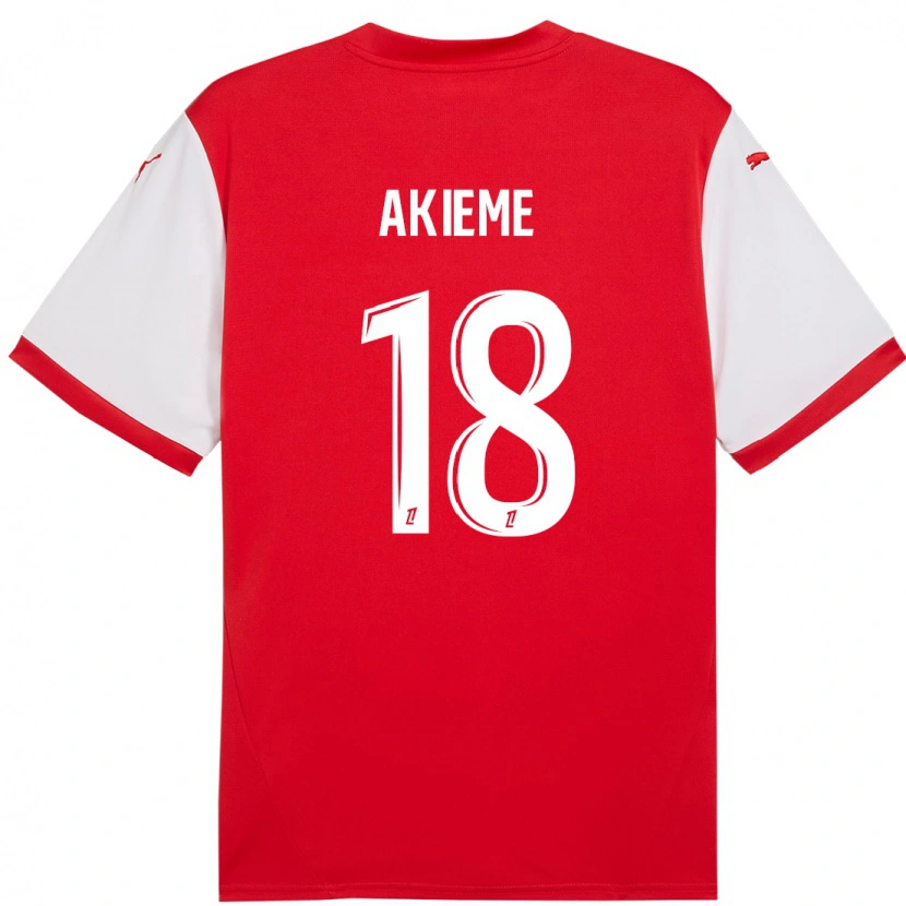 Danxen Børn Sergio Akieme #18 Rød Hvid Hjemmebane Spillertrøjer 2024/25 Trøje T-Shirt