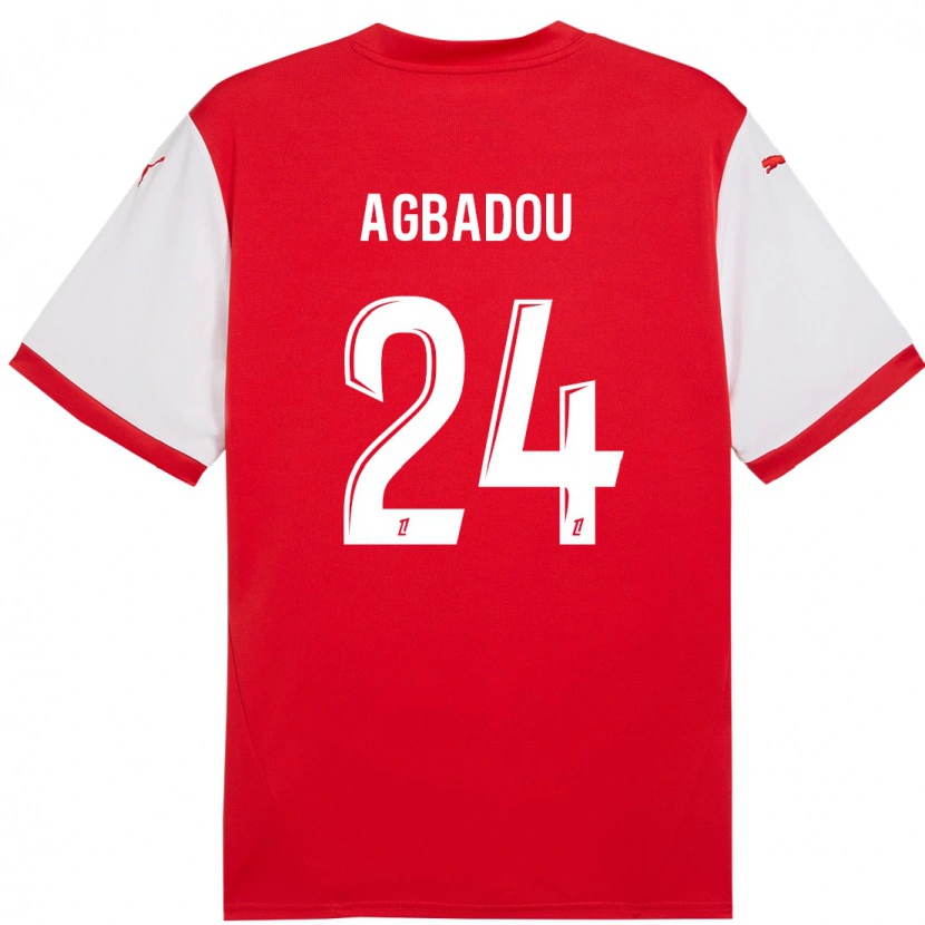 Danxen Børn Emmanuel Agbadou #24 Rød Hvid Hjemmebane Spillertrøjer 2024/25 Trøje T-Shirt