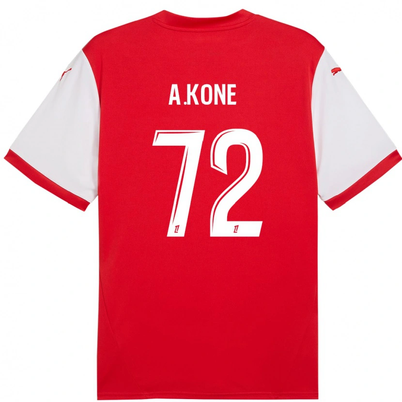 Danxen Børn Amadou Koné #72 Rød Hvid Hjemmebane Spillertrøjer 2024/25 Trøje T-Shirt