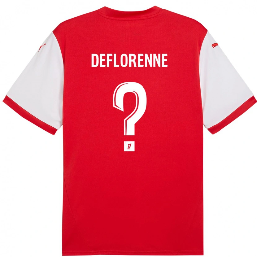 Danxen Børn Théo Deflorenne #0 Rød Hvid Hjemmebane Spillertrøjer 2024/25 Trøje T-Shirt