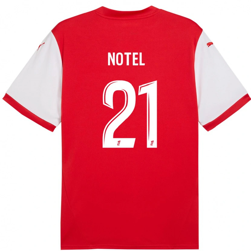 Danxen Børn Léa Notel #21 Rød Hvid Hjemmebane Spillertrøjer 2024/25 Trøje T-Shirt
