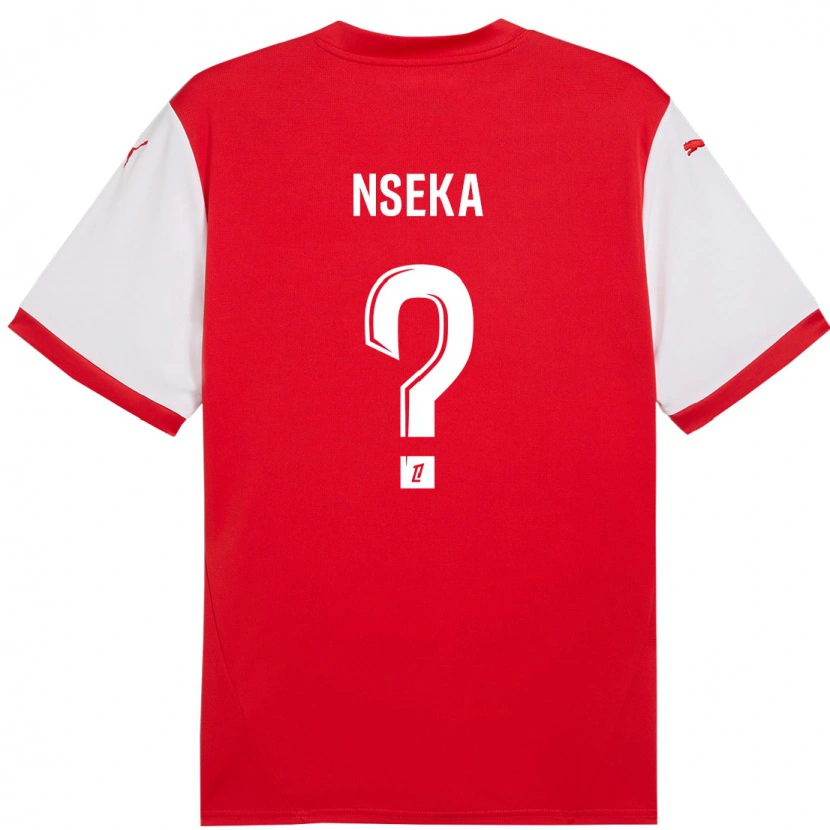 Danxen Børn Nelson Nseka #0 Rød Hvid Hjemmebane Spillertrøjer 2024/25 Trøje T-Shirt