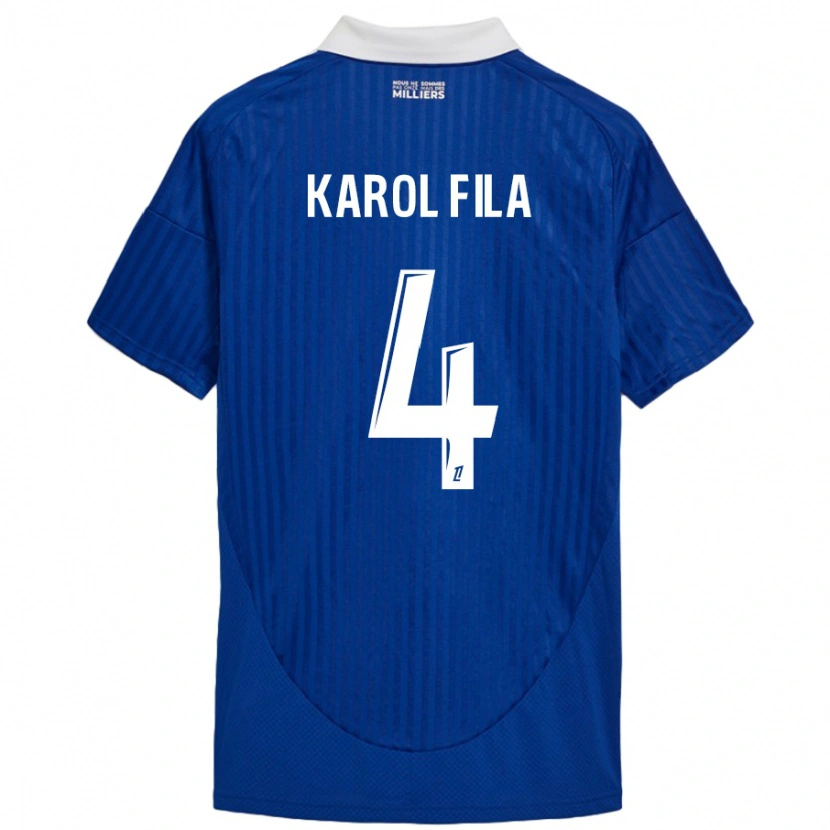 Danxen Børn Karol Fila #4 Blå Hvid Hjemmebane Spillertrøjer 2024/25 Trøje T-Shirt